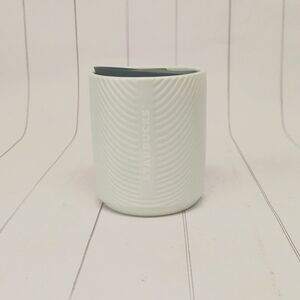 Starbucks Mint Green Pearl Pearlescent Ribbed Ceramic Coffee Tumbler Mug